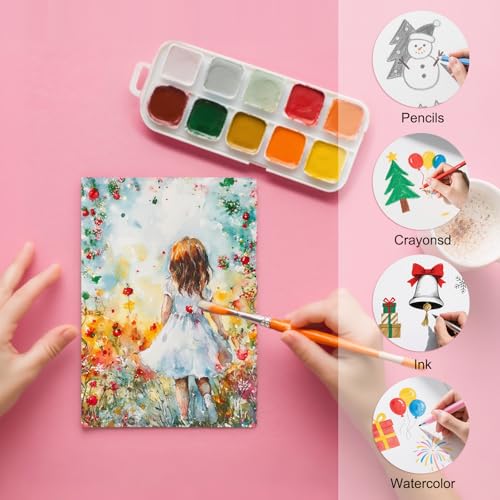 Tarjetas de acuarela en blanco con sobres que no se doblan para pintura y bellas artes 5 x 7 4
