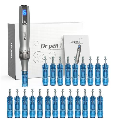 Dr.pen M8S Microneedling, Stylo de Microneedling Professionnel Sans Fil M8S, 6 Niveaux de Vitesse, Longueur Ajustable de 0,25 à 2,5 mm pour les Soins de la Peau, Inclus 22 Cartouches