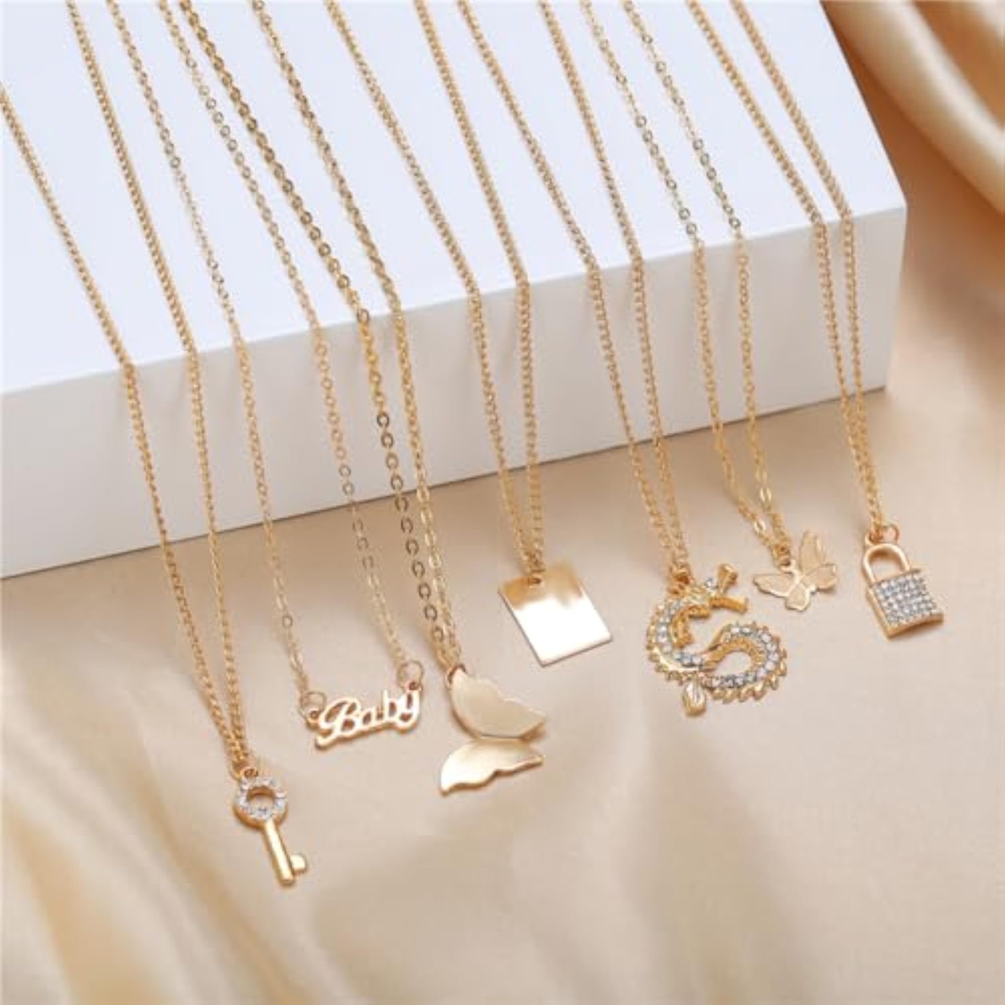 7 Pcs Crystal Studded Necklace Set Pendant (15830np)