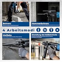 DongCheng Bohrhammer 800W, Schlagenergie 2.8 J, Leerlaufdrehzahl 0-1200U/min, mit 4 Drill Bit SDS plus, Bohren bis 26mm, 4 in 1 Bohrmaschine, Abbruchhammer, Anti-Vibrationsgriff – Ansicht 4