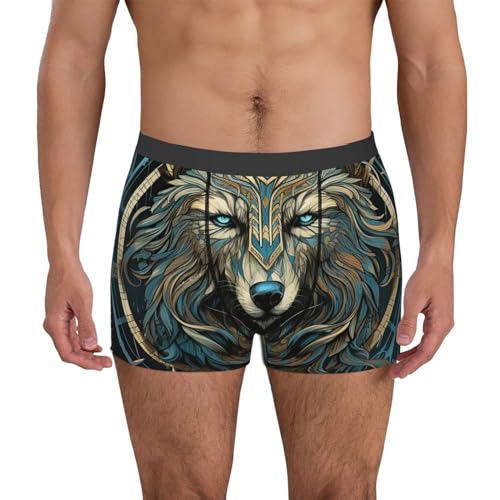 Blue Viking Wolf Norse Runes Ancient Men Boxer Briefs Underwear Breathable Stretch Underpants X-Large2
