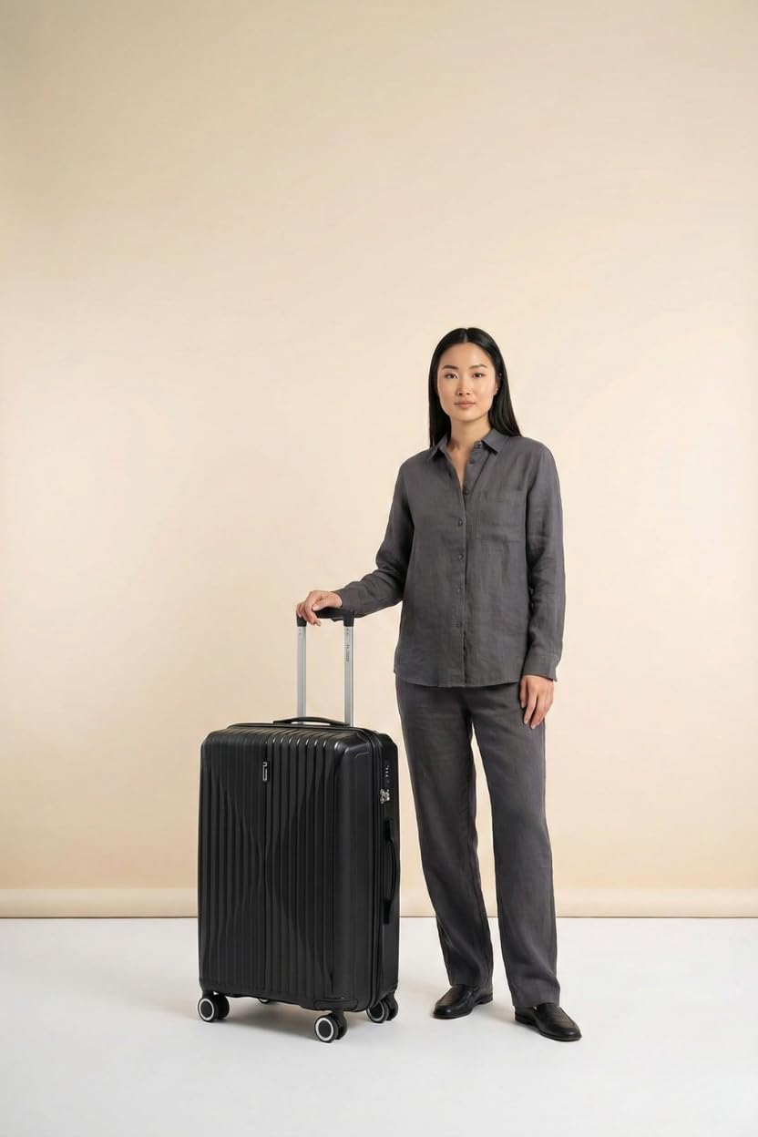 CELIMS - Valise Cabine 55x35x25 cm en Polypropylène | Ultra Légère 10 kg | Serrure TSA | 8 roulettes 360 | Noir