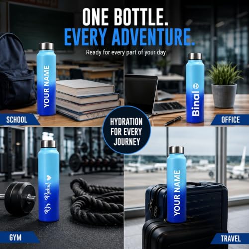 Image of Courage Personalised Stainless Steel Water Bottle 1 Litre | Custom Name Engraved Bottle | Leak-Proof, BPA-Free, Rust-Resistant | Stylish Gift for Kids, Women & Men | Office, School & Gym Use (BB)