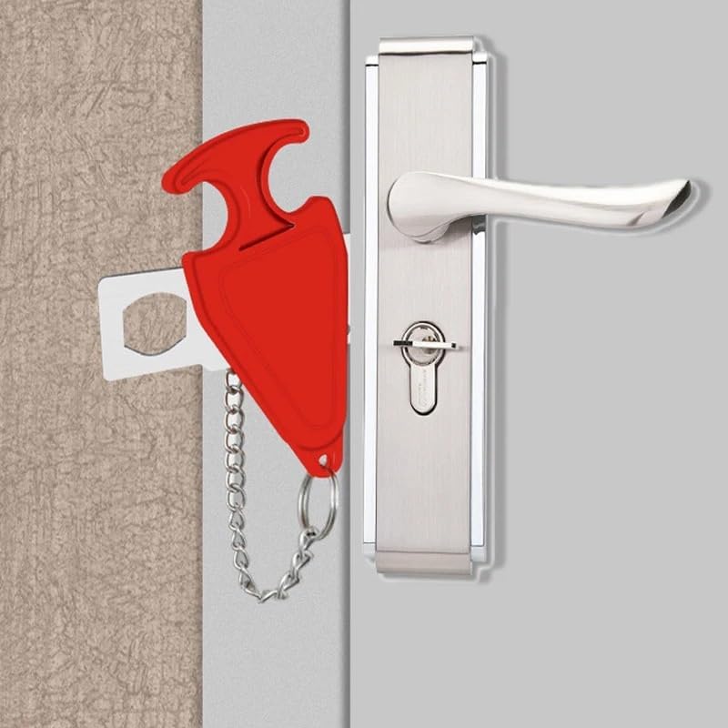 Portable Door Lock Latch Home 1Pcs(Universal Head Black)