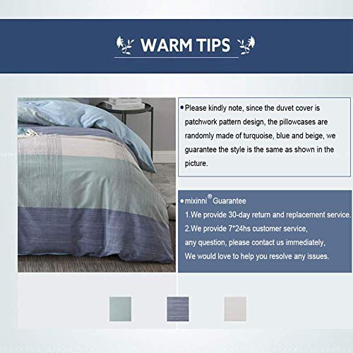 Mixinni MX07104-K Geometric Duvet Cover King Size Soft Cotton Blue Patchwork Modern Bedding Set thumb #5