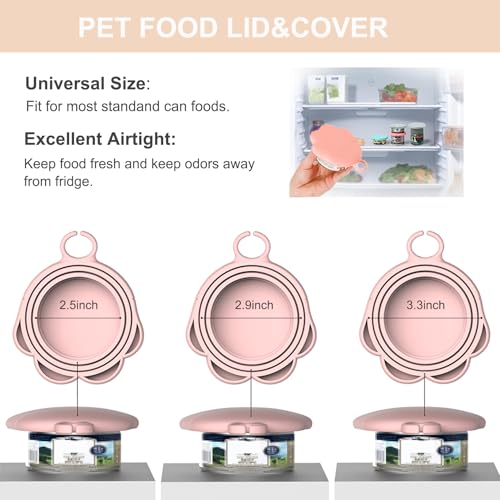 Image of PETPAWLOVELY-Cat&Dog Food Can Covers Lids,Silicone Cat Food Spatula or Can Opener,Cat Treat Spoon.Multi-Function Cat Treat Dispenser Spoon,1 Lid&2 Spoon for Wet Food(Pink)