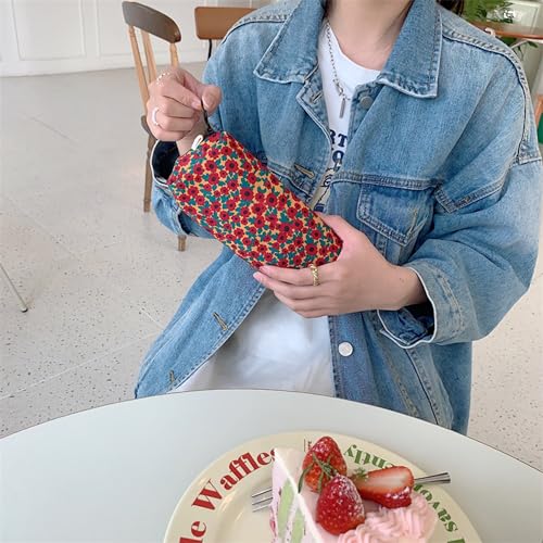 Image of Pencil Case Pen Case Office College School Storage Bag Pouch Holder Box Organizer Makeup Pouch Cosmetic Bag Aesthetic floral flower Cute Pencil Case for Girls Boys Kids (Red yellow flower)