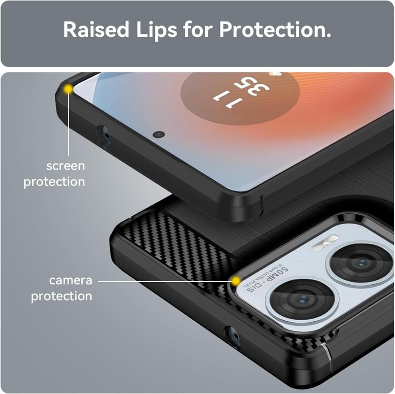 Image of NPRC Hybrid Ultra Slim Protective Case TPU Non-Slip Carbon Fiber Texture Shockproof Case Cover for Moto G04S - Black