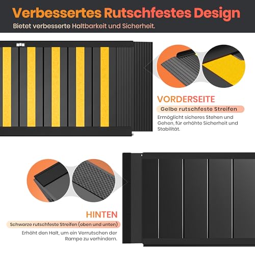 XARILK 91,4 cm Rollstuhlrampe mit Griff, rutschfeste Aluminium-Schwellenrampe, klappbare Rollstuhlrampe für Treppen, Türschwellen, für Rollstühle und Rollator, Tragfähigkeit bis 360 kg