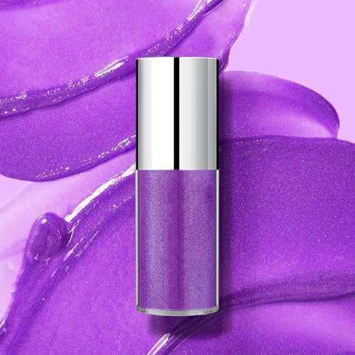 3D Lipgloss Lila, Glitzer Glänzend Aufpolsternder Lip Gloss, Feuchtigkeitsspendend Lip Oil für Voller Lippen, Pflegend Lip Glow Oil Glasartiger Plumping Finish, Juicy Geleeartiger Flüssiglippenstift
