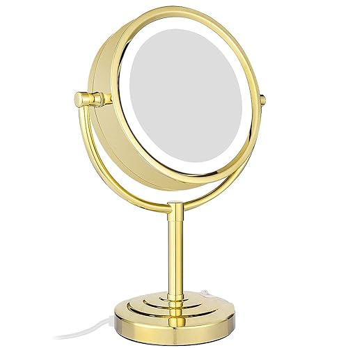 Miniatura 9 de GURUN Espejo de maquillaje con iluminación LED de 8.5 pulgadas con aumento de 10 aumentos de doble cara, con enchufe de acabado cromado M2208D (8.5