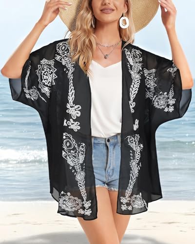 Image of Swimsuit Coverups for Women Sarong Beach Bikini Wrap Sheer Short Skirt Chiffon Scarf for Swimwear