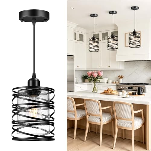 Pendant Lights 3 Pack Kitchen Lights with Bubble Seeded Glass