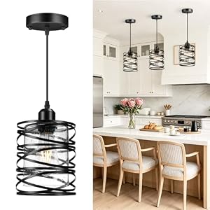 Pendant Lights 3 Pack Kitchen Lights with Bubble Seeded Glass Island Lights Black Hanging Light for Kitchen, Dining Room, Bathroom, Entryway, Restaurant