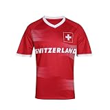 2026 Men's Retro National Team Football Jersey European 16 Country Classic Sports Style Breathable Fan(Switzerland,Small)