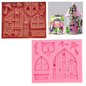 AEI Silicone Mold Shaped Window and Wooden Window of 3D Cartoon House, Fairytale Cake Decoration Tool, Chocolate, DIY, Cooking & Baking