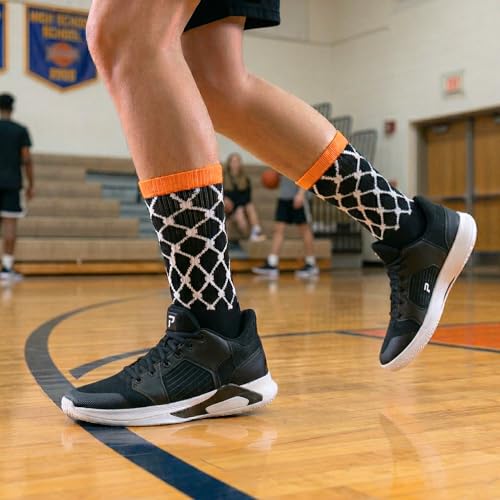 Image of ChalkTalkSPORTS Basketball Socks - Cushioned Mid-Calf Crew - Youth & Adult | Moisture-Wicking Performance Blend, Athletic Basketball Gear, Stay-Up Technology, Arch Support, Breathable, Boys and Men