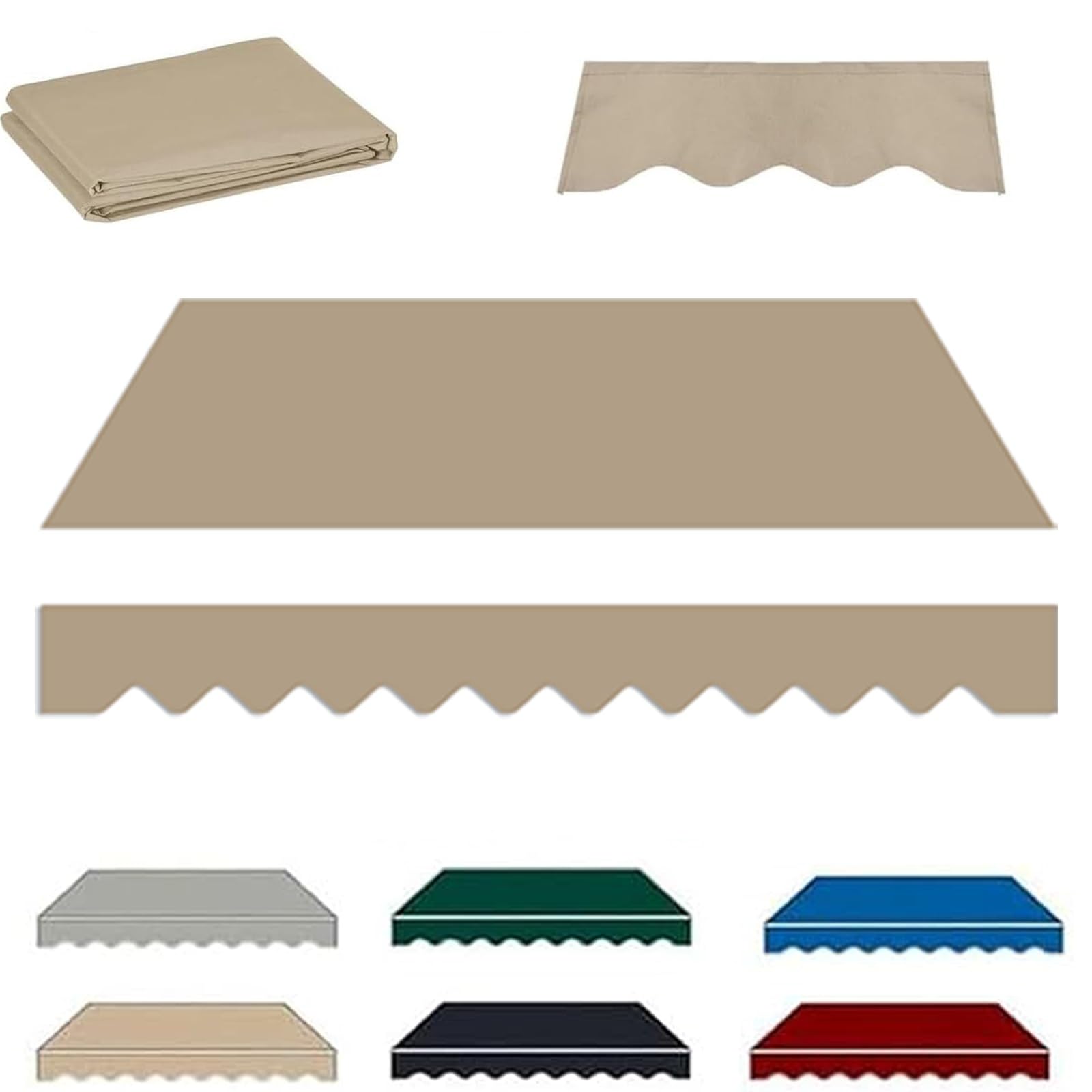 ROFBIHG Retractable Patio Awning Replacement, Heavy Duty Outdoor Canopy Top Cover, UV & Water-Resistant Polyester Replacement Canvas for Awnings, Balcony, Yard(Khaki,4.5x1.5m(14.7x5ft))