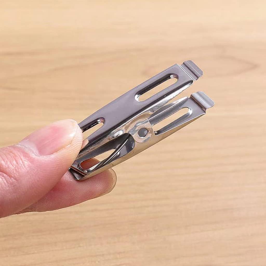 40Pcs Stainless Steel Clothes Clips Metal Laundry Pegs Strong Spring Towel Sock Clothespins Food Sealing Photos Hanger