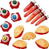 QHYXT Gef?lschte K?rperteile 15 Teile Ohren Finger Augen getrennt blutige K?rperteile Halloween Requisiten Dekorationen