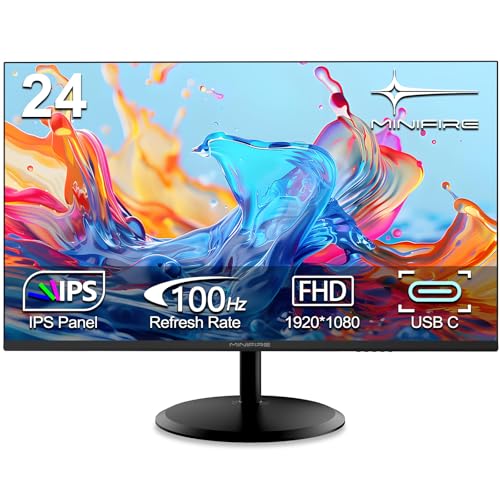 Minifire 24 Zoll USB-C Monitor (1920×1080 FHD, 100Hz, IPS, 5ms) - mit FreeSync, Rahmenlos Design, sRGB 110% und Augenschutz, HDMI 1.4&USB-C 2.5W (MF24X3AC)