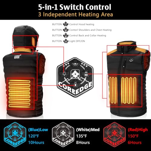 Image of Heated Vest for Men with Detachable Heated Hood, Electric Vest for Men with Battery Pack Included