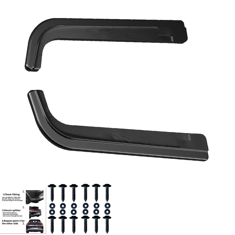 Oneway Jupes de pare-chocs arrière (coins) compatible avec Volkswagen Transporter T6/T6.1 2015-2022 - Noir brillant