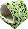 lisetar Guinea Pig House, 1 Pack (24 X 24cm) Small Animal Winter House Warm Nest, Non Slip Strawberry Hedgehog House With Removable Pad, Animals Warm Sleeping House (Red) (Green, 19CMX19CM)