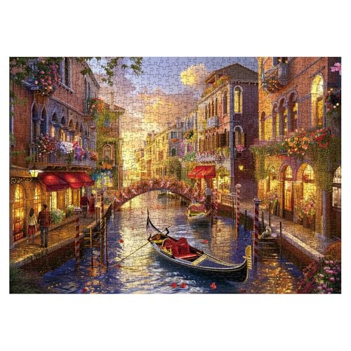 Rompecabezas de paisaje de Venecia, Italia, para adultos, 1000 piezas, rompecabezas jigsaw escénicos coloridos de ciudades europeas, arte de viaje y atardeceres miniatura 2