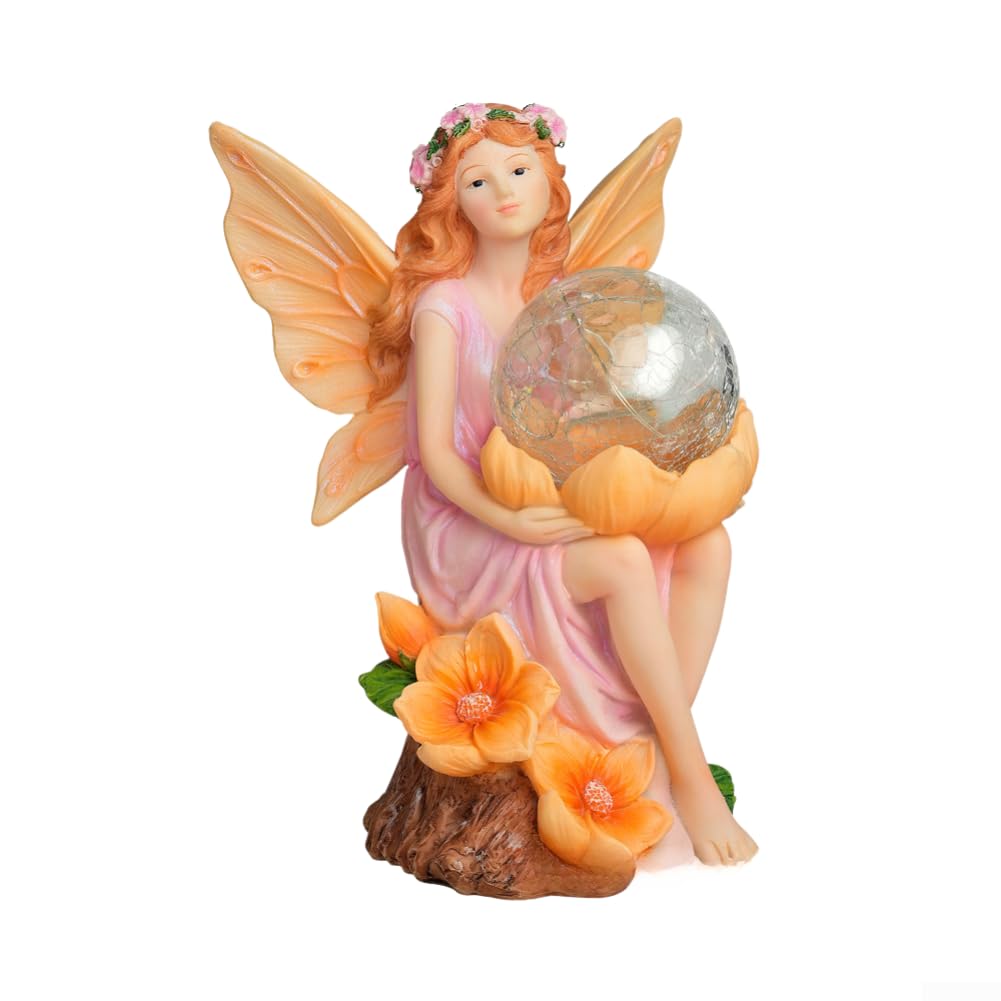Confezione da 3 luci solari da giardino a forma di sfera in resina, a LED, decorazione per esterni, per patio, cortile, prato, vialetto, impermeabile, IP44 di notte