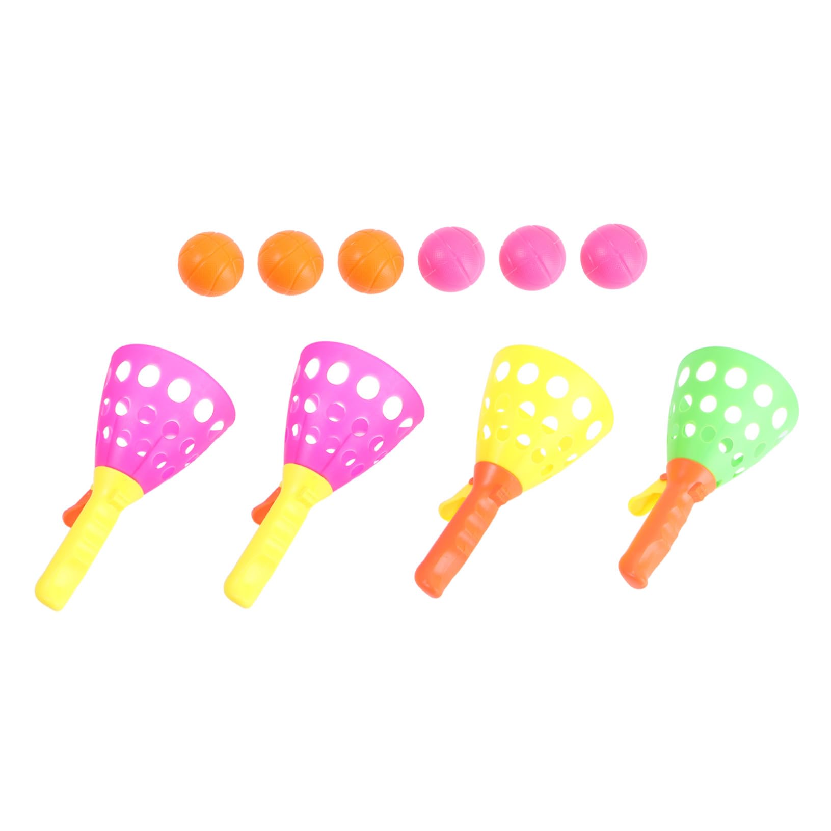 Jeu de Lancer et Attraper Balle en Plastique pour Garçon et Filles, 6 Balles Colorées, 2 Paires, Jouet D’extérieur pour Garçon et Filles et Adultes, Activité Couleur Aléatoire