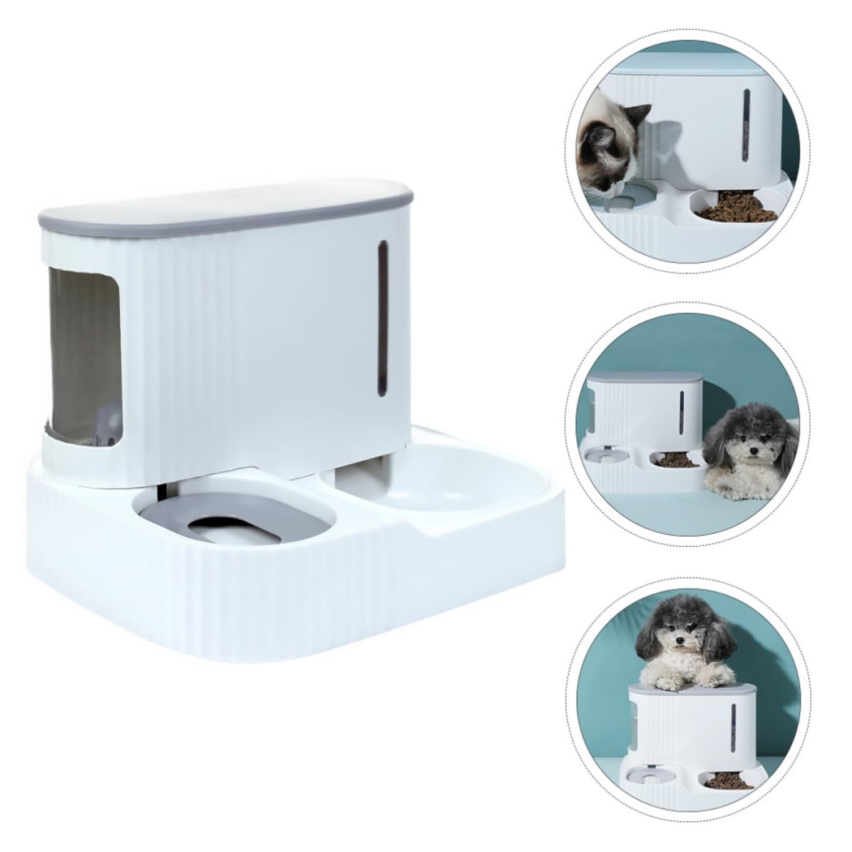 Distributore Automatico Cibo e Acqua Staccabile per Animali Domestici, Alimentazione e Abbeveraggio a Gravità Abs e Pet, 3l + 0,85l Colore Casuale per Cani e Pet