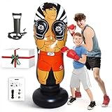 68-Inch Inflatable Punching Bag Toy Inflatable Boxing Training Equipment .Free-Standing Boxing Bag for Fun Family Games for Boys and Girls Aged 12-18(Includes Pump)