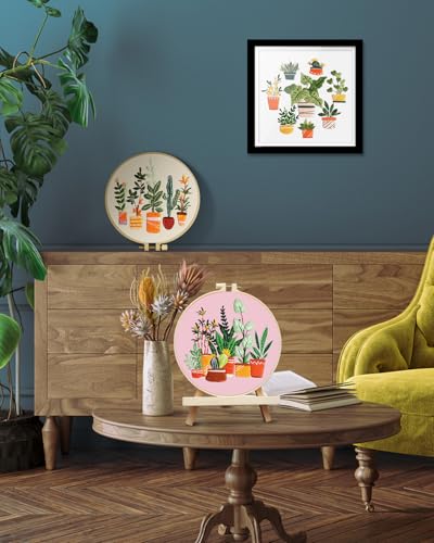 Image of TINDTOP 3 Pack Embroidery Kit for Adult, Embroidery DIY Starter Kit | with Stamped Patterns, Hoop, Tools, Colorful Threads with Needles, Instructions