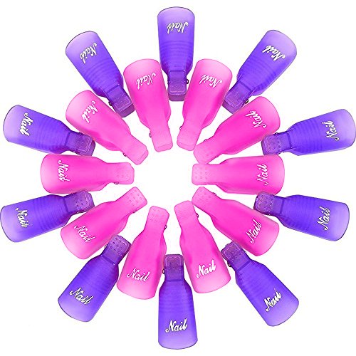 eBoot Acrylic Nail Art Soak Off Clips Caps UV Gel Nail Polish Remover Wrap Tool, 20 Pieces (Purse and Rose Red)