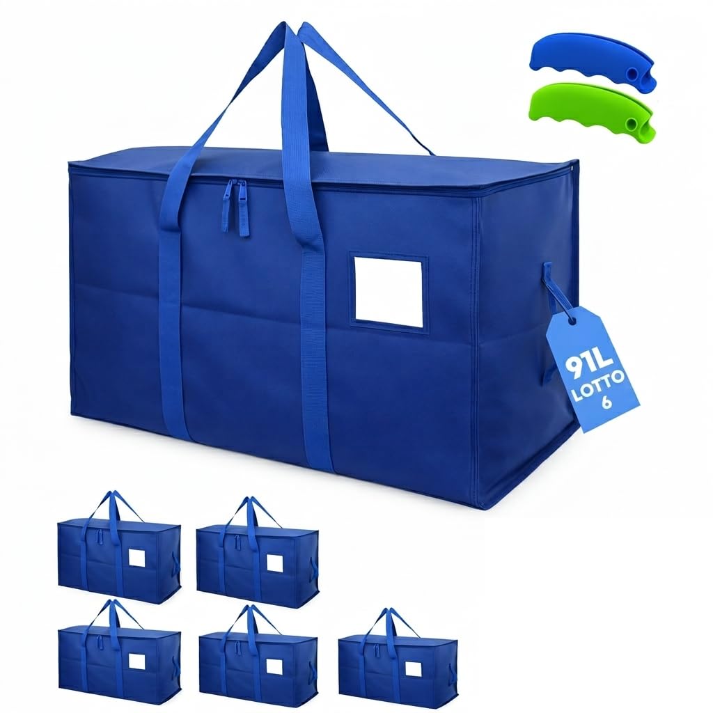 AXAM Borse per Trasloco XL 91 L [LOTTO-06] – Sacchi Portaoggetti Ultra Resistenti con Manici Comfort in Silicone – Alternativa Ecologica ai Cartoni – Pieghevoli, Impermeabili e Impilabili