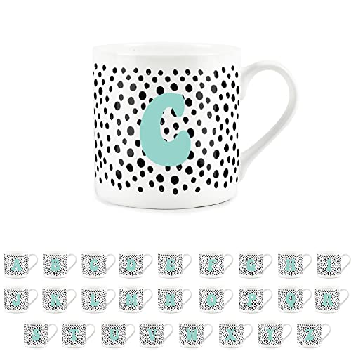 Purely Home Letter Initial Personalised Mugs - Spotty Alphabet Bone China Coffee/Tea Cups (C)