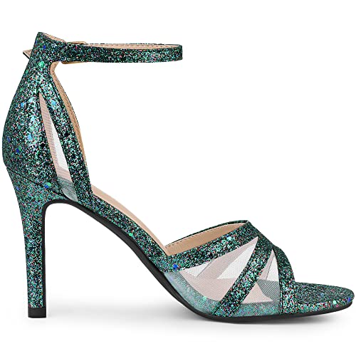 Image of Allegra K Women's Glitter Ankle Strap Stiletto Heels Sandals