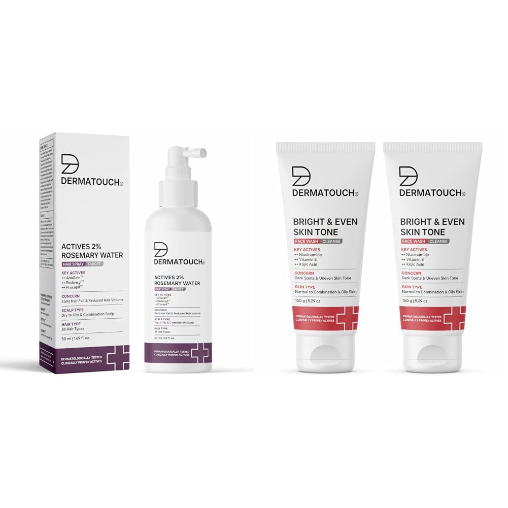 DERMATOUCH Rosemary hair Spary For Hair Growth 50ml & Bright & Even Tone Face Wash with Niacinamide, Vitamin E and Kojic Acid-image-6
