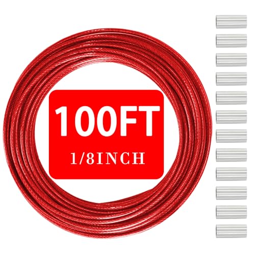 Câble en acier inoxydable 3.3mm anti-rouille gainé PVC rouge pour remplacer votre corde à linge
