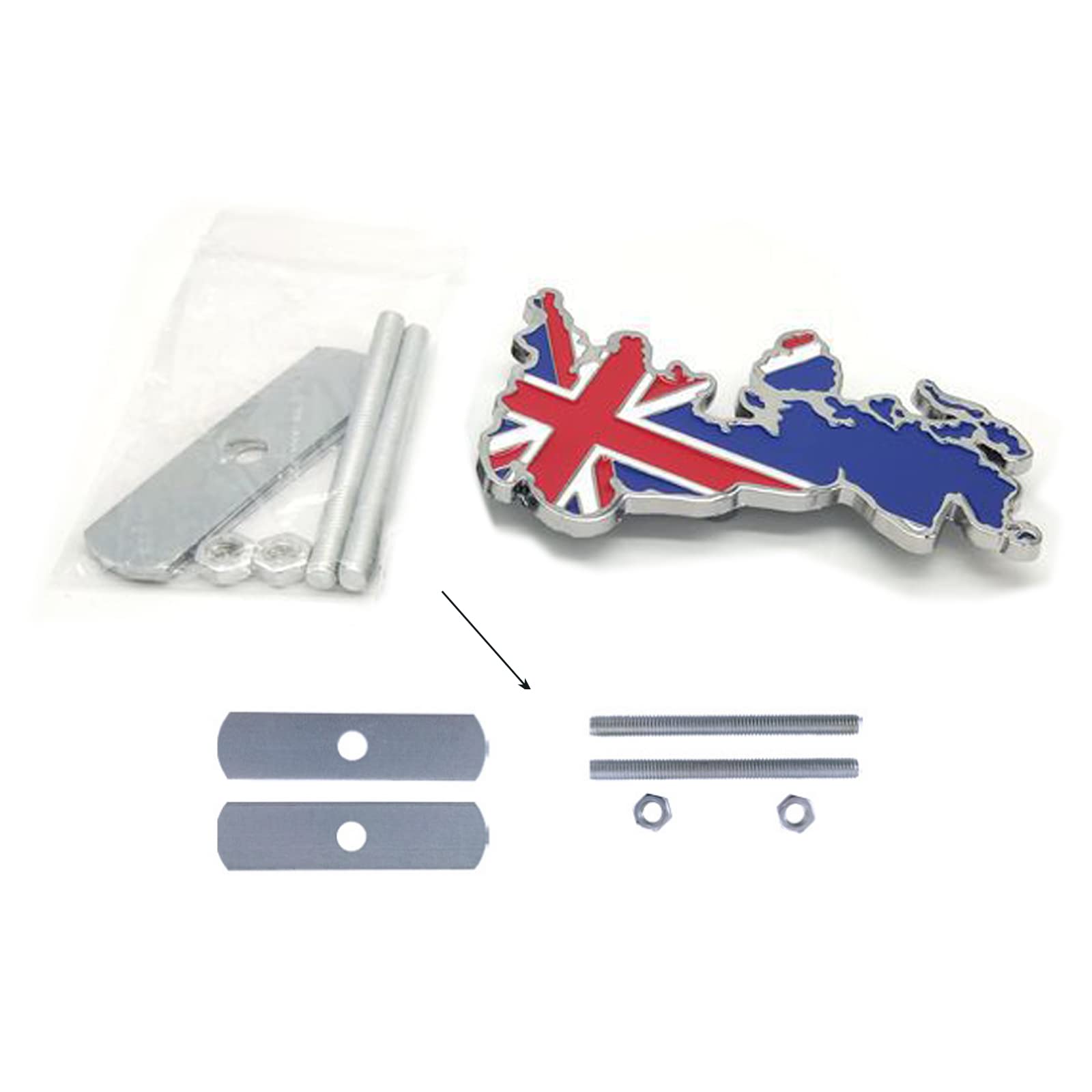 Great Britain Flag Car Truck Black Shield Grill Badge Grille