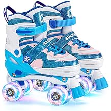 SULIFEEL Rainbow Unicorn 4 Size Adjustable Roller Skates for Girls Boys for Kids Ages 3-5 5-8 6-12 Children Skates Indoor Outdoor