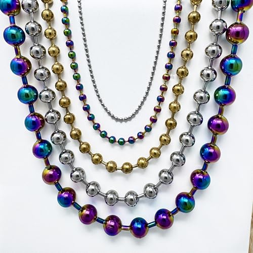 LZD 16-36" Stainless Steel Bead Ball Necklace Silver Gold Multicolor 2/4/6/8/10mm Bead2