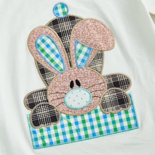 Image of Toddler Baby Boy Easter Rabbit Outfit Short Sleeve Bunny Carrot Smocked T-shirt Elastic Waist Shorts Summer Clothes