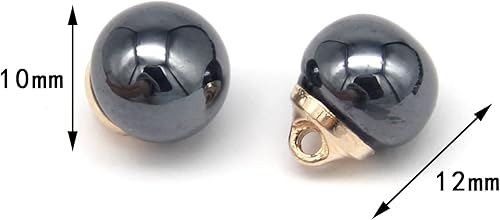 Miniatura 4 de USOSOU Botones redondos de perlas de imitación negras de 0.394 pulgadas con vástago de metal dorado, para ropa, camisas, faldas, vestidos de novia,