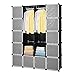 EINFEBEN Garderobe Kleiderschrank, 20 Würfel DIY Regalsystem Kleiderschrank Offen Kunststoff Garderobe mit Türen Garderobenschrank Schwarz 180 x 142 x 37CM