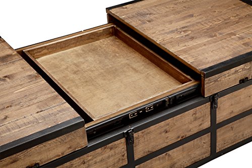 Magnussen T4039 Maguire Industrial Storage Trunk Coffee Table in Weathered Barley Finish