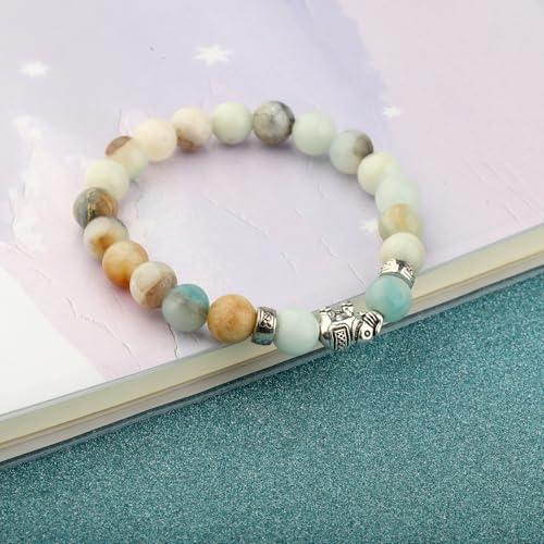 Image of FUSTMW Elephant Gifts Bracelet Friendship Gifts Elephant Charm Natural Stone Bracelet Inspirational Gifts