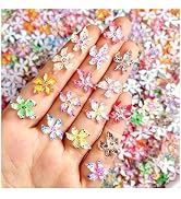 100PCS Flower Nail Charms 3D Flowers Nail Rhinestones Nail Gems Colorful Flower Nail Diamonds Sum...