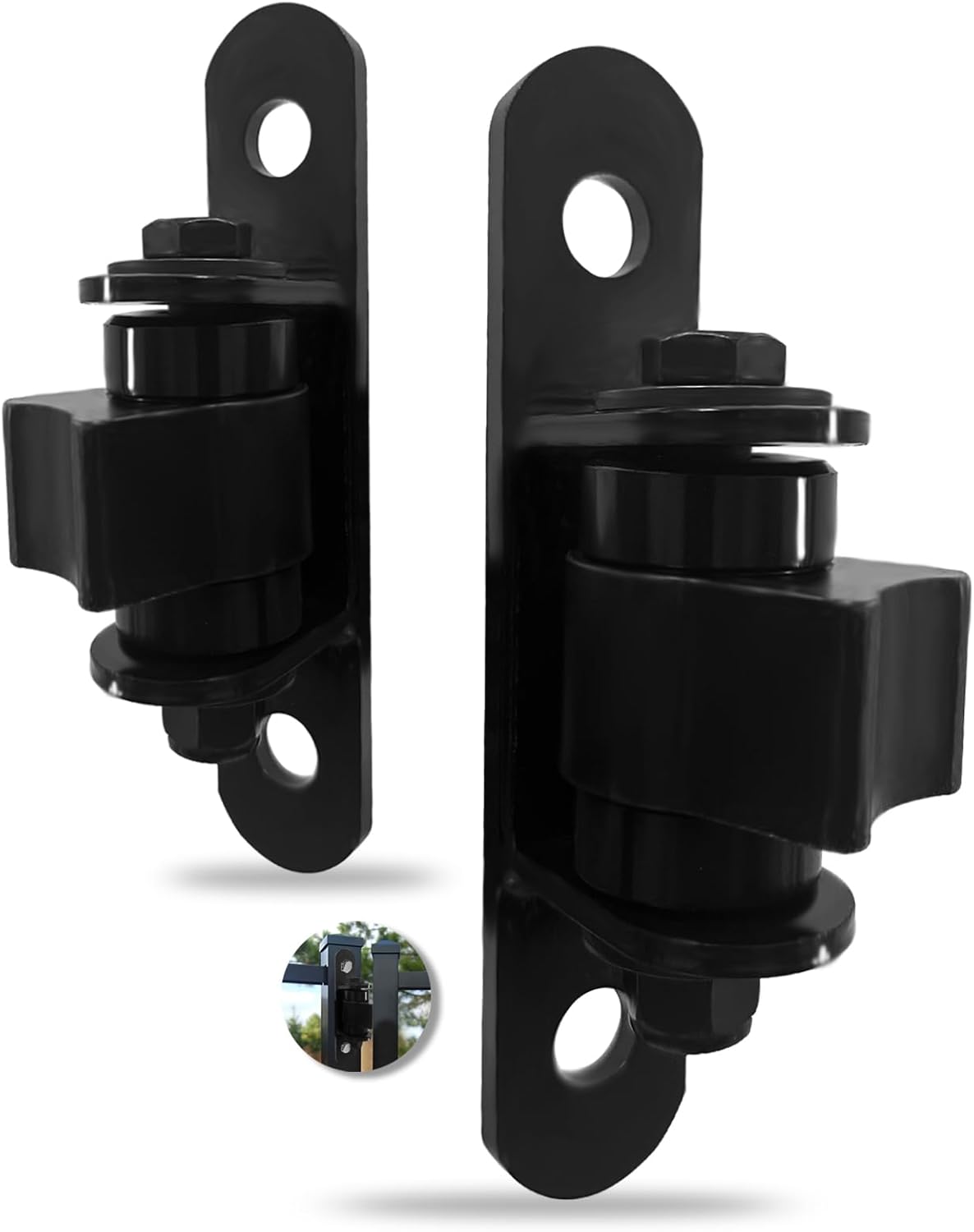 2 Pack Heavy Duty Outdoor Gate Hinges with Sealed Bearings, Bolt On Design for Large Heavy Driveway Gates Adjustable Yoke Pivot for Perfect Fit Supports Up to 1100 Lbs (Type D)